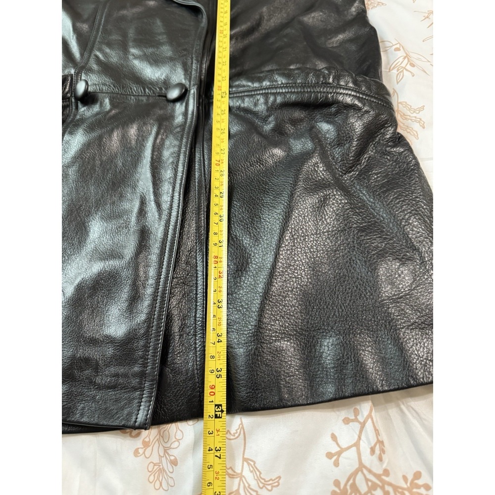 Vintage‎ Fitz-Wright Womens Leather Coat Large Black Mid-Length Heavy EUC - Picture 5 of 8